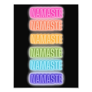 Neon Sign Style Namaste Repeating Rainbow Print
