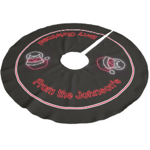 Neon Sign Style Santa in Sunglasses Name Merry  Brushed Polyester Tree Skirt