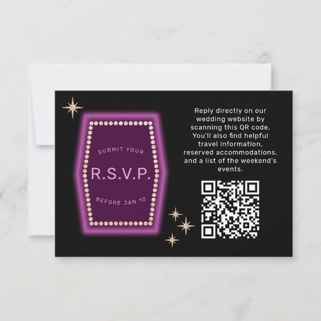 Neon Sign Vegas Wedding QR code Online RSVP (Front)