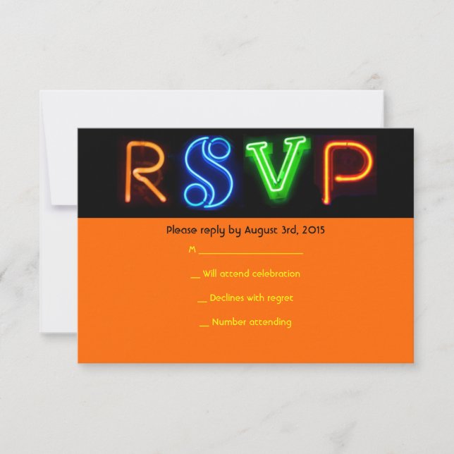 NEON SIGNS Bar Bat Mitzvah RSVP Card (Front)