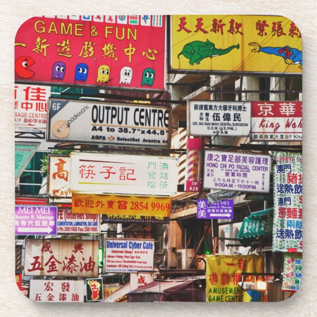 Neon signs in the streets of Hong Kong Coaster (Front)