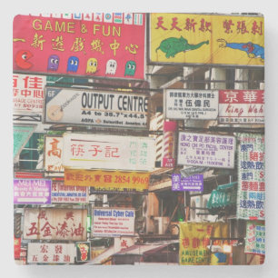 Neon signs in the streets of Hong Kong Stone Coaster