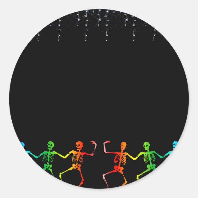 Neon Skeleton Dance Halloween Classic Round Sticker (Front)