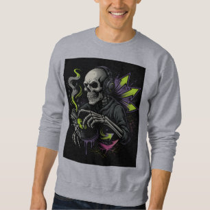 Neon Skeleton DJ Bass Waves Sweatshirt