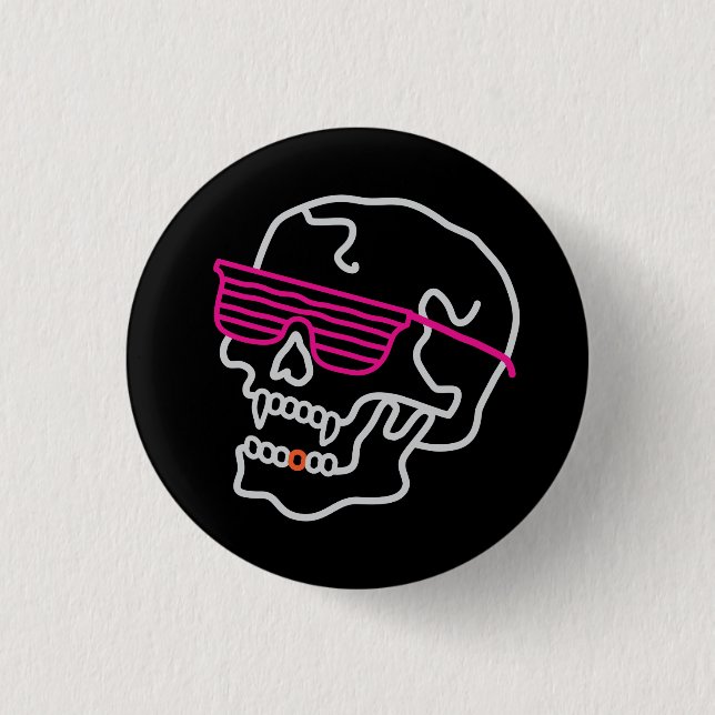 Neon Skull 3 Cm Round Badge (Front)