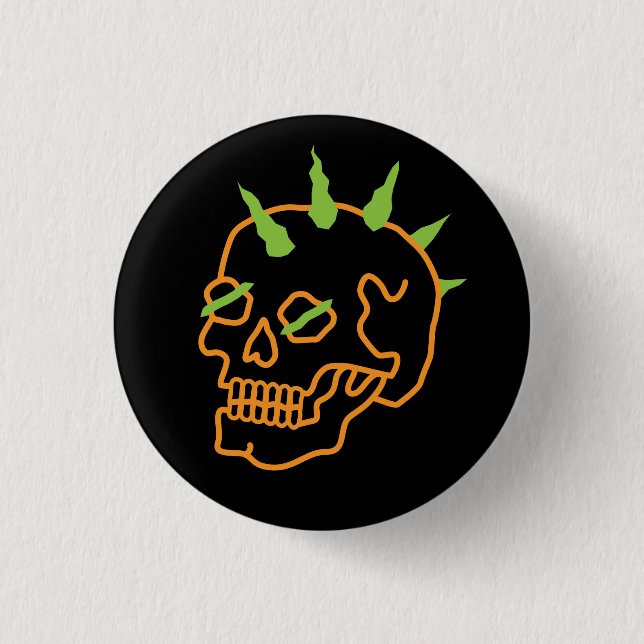 Neon Skull 3 Cm Round Badge (Front)