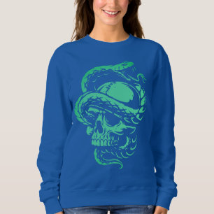 Neon Skull and Snake Gothic Art Sweatshirt