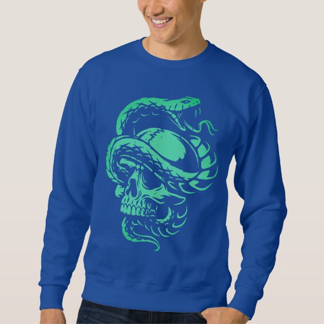 Neon Skull and Snake Gothic Art Sweatshirt (Front)
