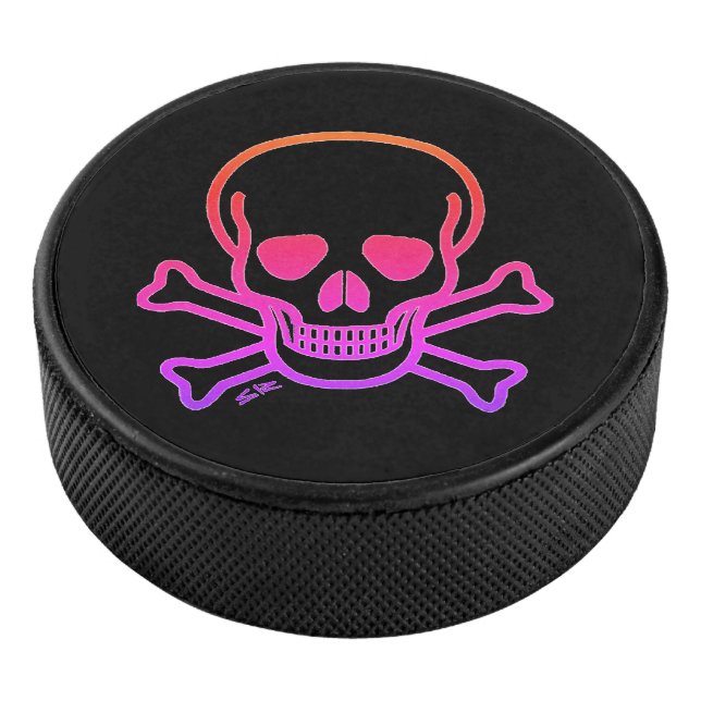 Neon Skull black hockey puck (3/4)