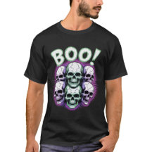 Neon Skull BOO! | Glow in the Dark Halloween Tee.
