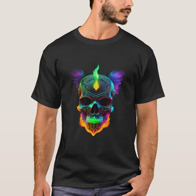 Neon Skull - Electrifying Artwork for Edgy Souls T-Shirt (Front)