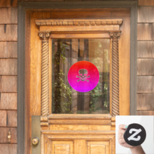 Neon Skull neon round window cling front stick