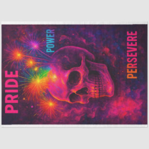 Neon Skull Pride, Power, Perseverance Decoupage Tissue Paper