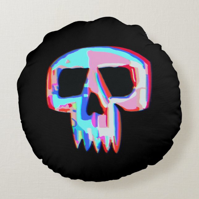Neon Skull Round Cushion (Back)