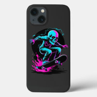 Neon Skull Skateboard Art – Edgy Skater Design