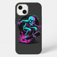 Neon Skull Skateboard Art – Edgy Skater Design