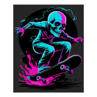 Neon Skull Skateboard Art – Edgy Skater Design