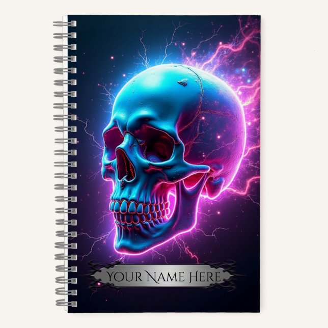 Neon Skull Spiral Notebook (Front)