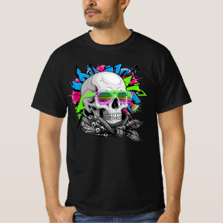 Neon Skull Streetwear Illustration T-Shirt