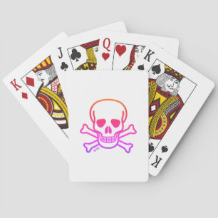 Neon Skull white Poker playing cards