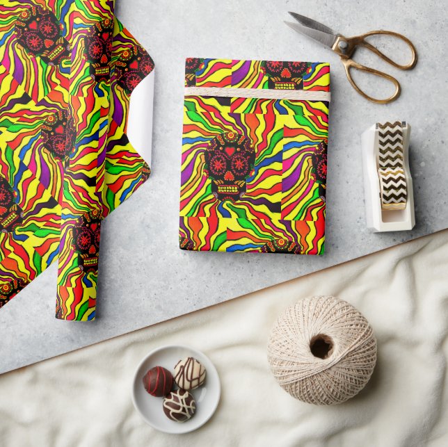 Neon Skull Wrapping Paper (Crafts)