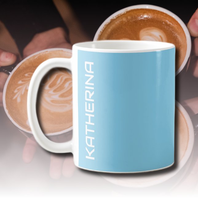 Neon Sky Blue Solid Colour | Classic Personalised  Coffee Mug (Creator Uploaded)