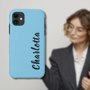Neon Sky Blue Solid Colour   Custom Personalise iPhone 11 Case