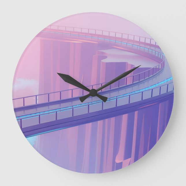 Neon Skybridge Dreamscape Large Clock (Front)