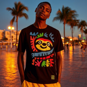 Neon Sloth Art – Colourful Pop Jungle Animal Desig T-Shirt