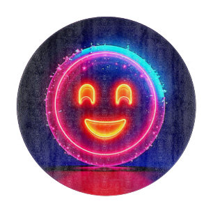 Neon Smile: Bright Happy Glow Design Cutting Board
