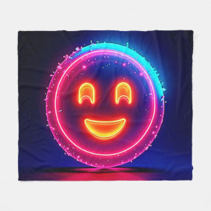 Neon Smile: Bright Happy Glow Design Fleece Blanket