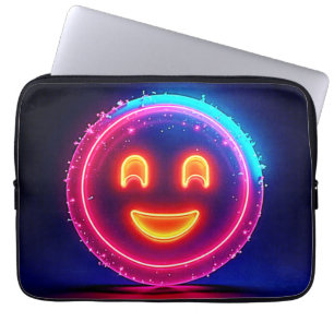 Neon Smile: Bright Happy Glow Design Laptop Sleeve
