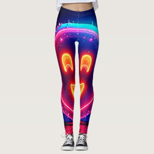 Neon Smile: Bright Happy Glow Design Leggings