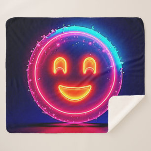 Neon Smile: Bright Happy Glow Design Sherpa Blanket