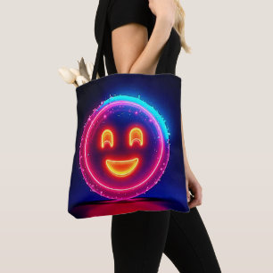Neon Smile: Bright Happy Glow Design Tote Bag