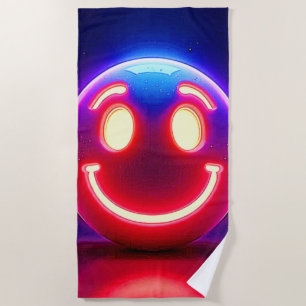 Neon Smile: Happy Glow Beach Towel