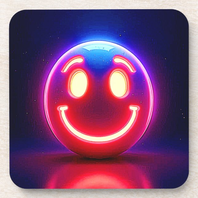 Neon Smile: Happy Glow Coaster (Front)