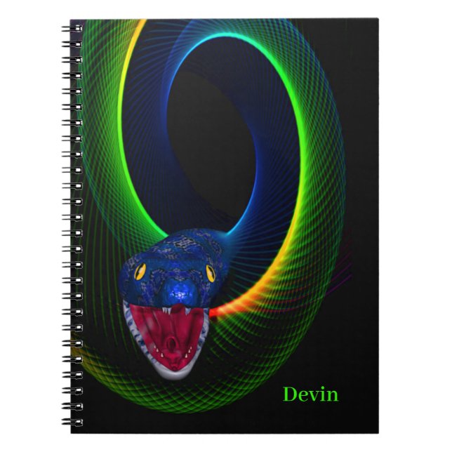 Neon Snake Personalised  Notebook (Front)