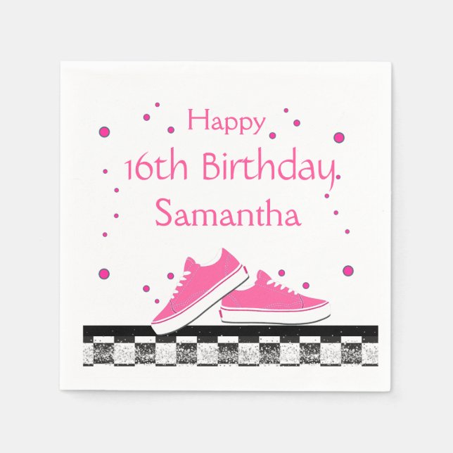 Neon Sneaker Birthday, Glitter  Napkin (Front)