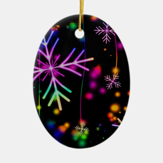 Neon Snow Ceramic Ornament (Front)