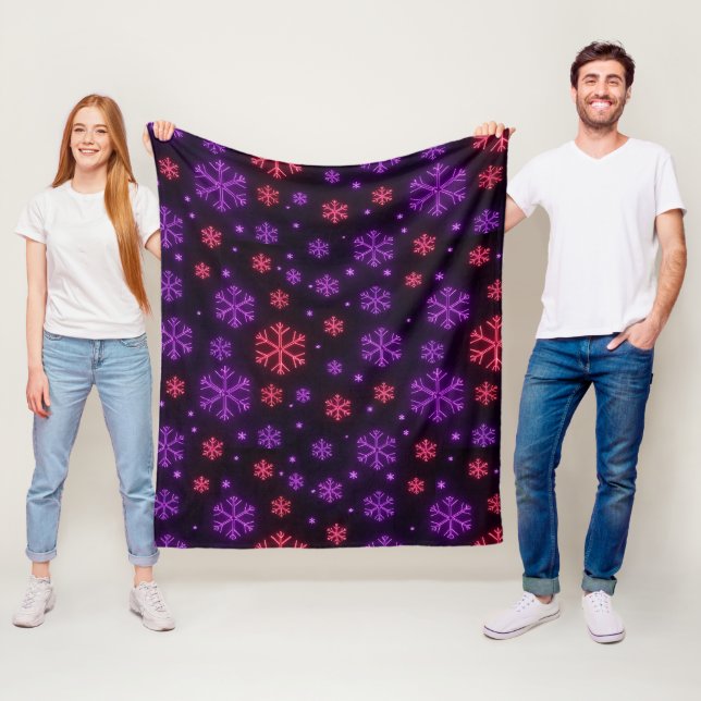 Neon Snowflakes Fleece Blanket (In Situ)