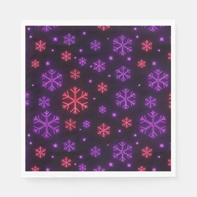 Neon Snowflakes Napkin (Front)