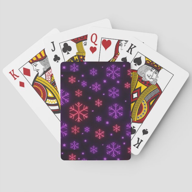 Neon Snowflakes Playing Cards (Back)