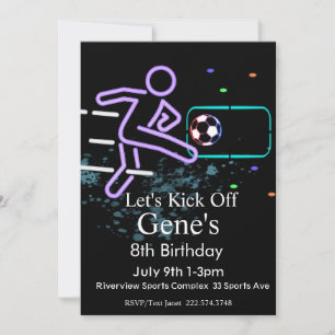 Neon Soccer Birthday, Football Birthday, Futbol  Invitation