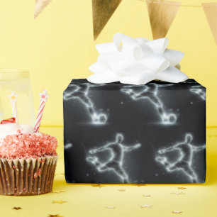 Neon Soccer Player On Black Wrapping Paper