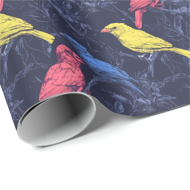 Neon Songbirds Botanical Wrapping Paper (Roll Corner)