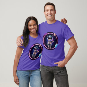 Neon Space Cat – Colourful Cosmic Kitty Artwork T-Shirt