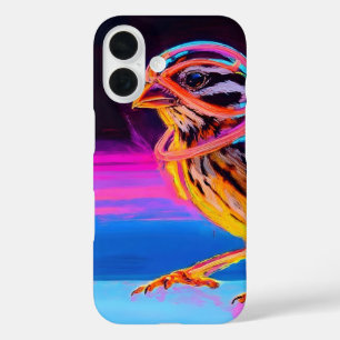 Neon Sparrow with Glowing Accents iPhone 16 Case