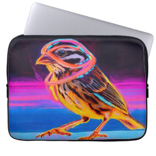 Neon Sparrow with Glowing Accents Laptop Sleeve