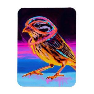 Neon Sparrow with Glowing Accents Magnet